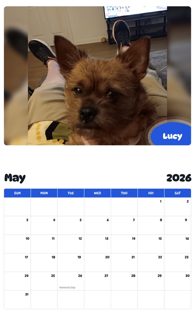 2026 - 2027 Lucy - Pawidols Pet Calendar