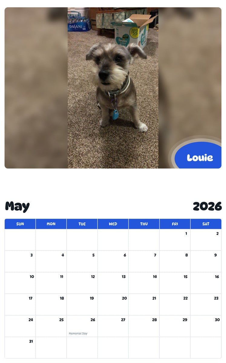 2026 - 2027 Louie - Pawidols Pet Calendar
