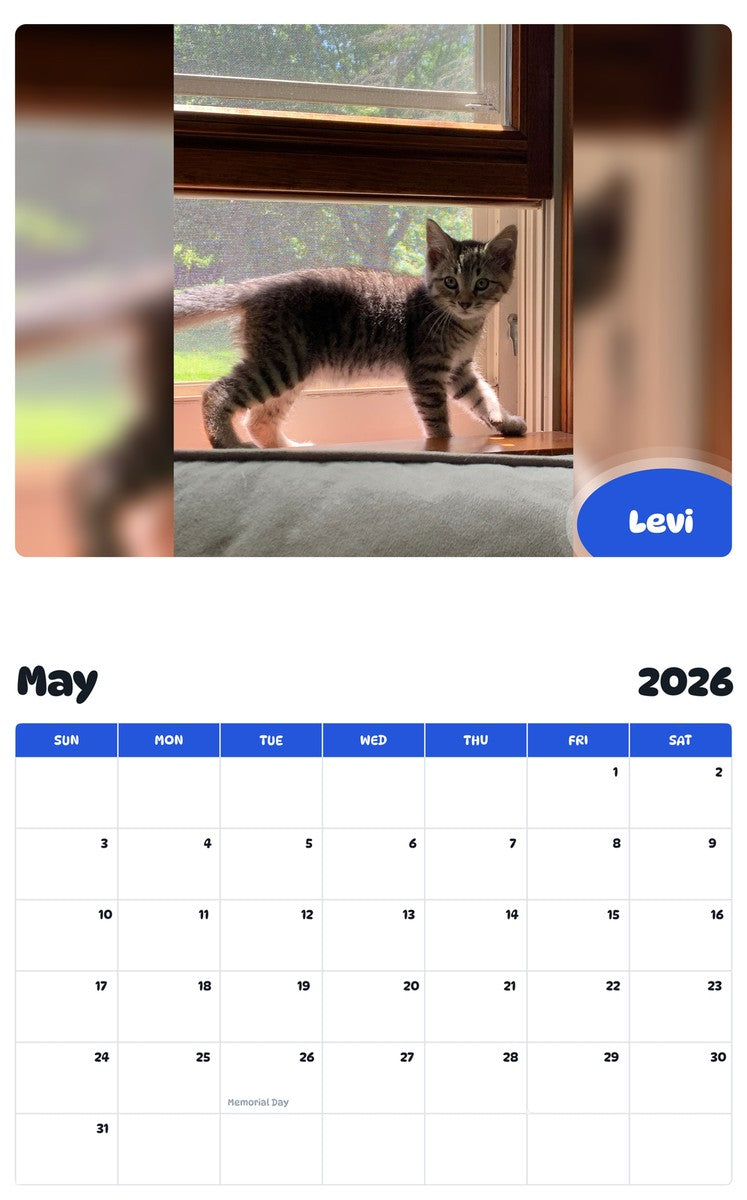 2026 - 2027 Levi - Pawidols Pet Calendar