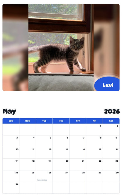 2026 - 2027 Levi - Pawidols Pet Calendar