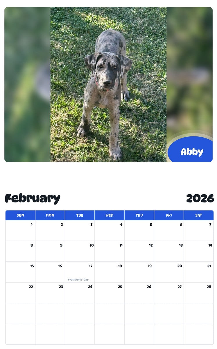October 2025 - September 2026 Abby - Pawidols Pet Calendar