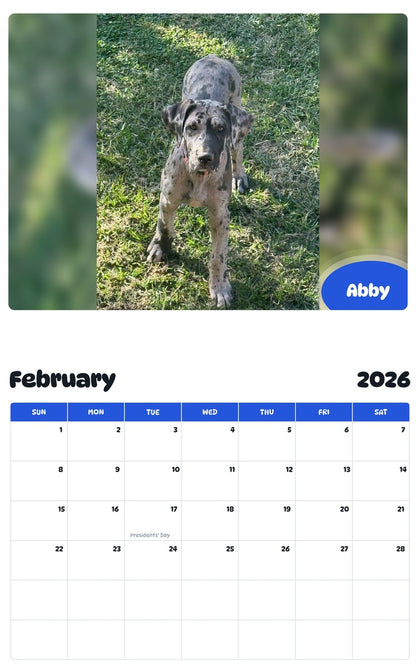 October 2025 - September 2026 Abby - Pawidols Pet Calendar