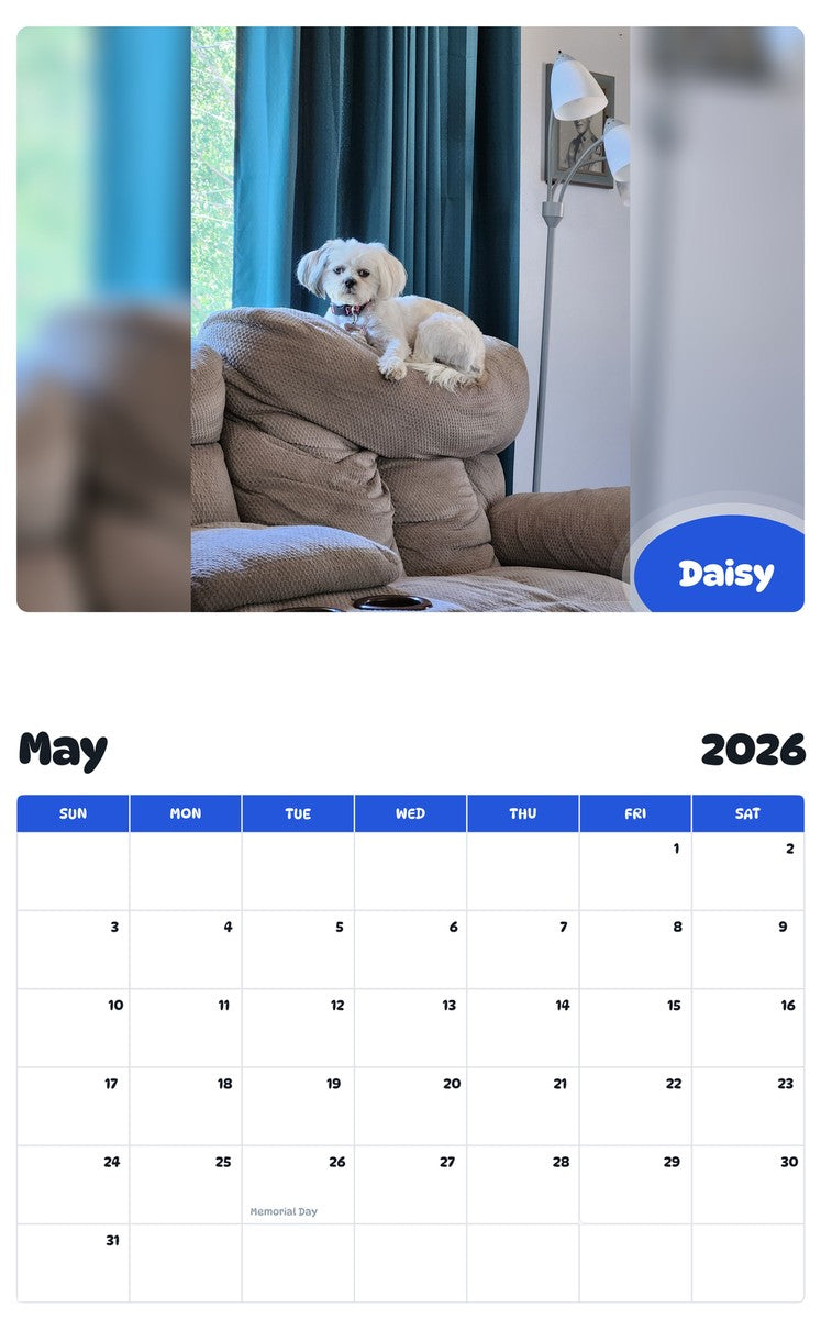 2026 - 2027 Daisy - Pawidols Pet Calendar