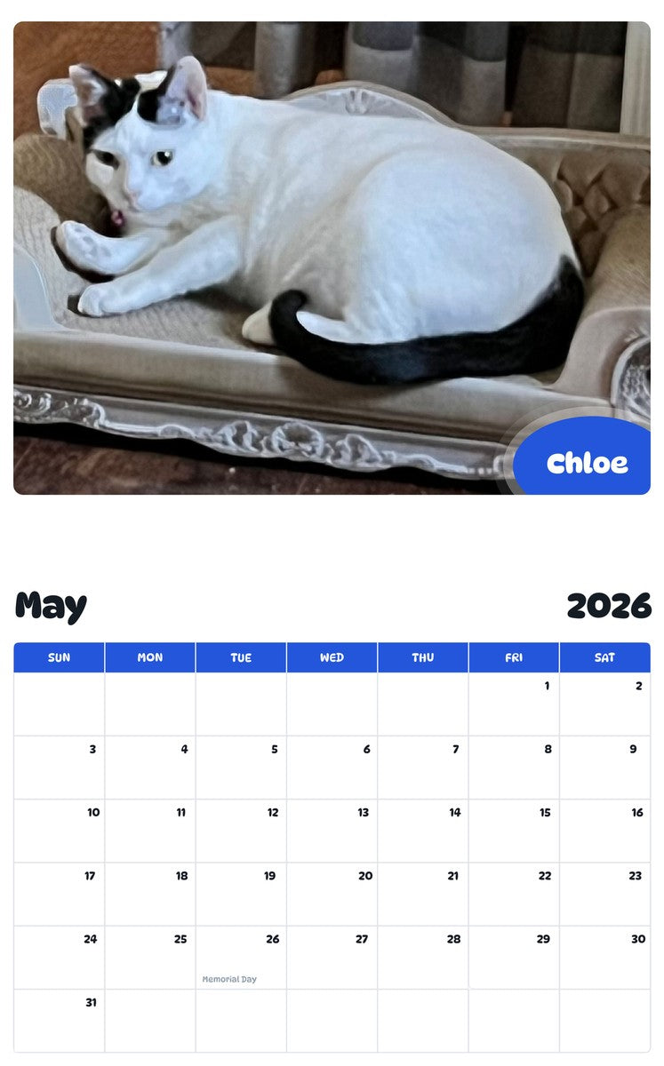 2026 - 2027 Chloe - Pawidols Pet Calendar