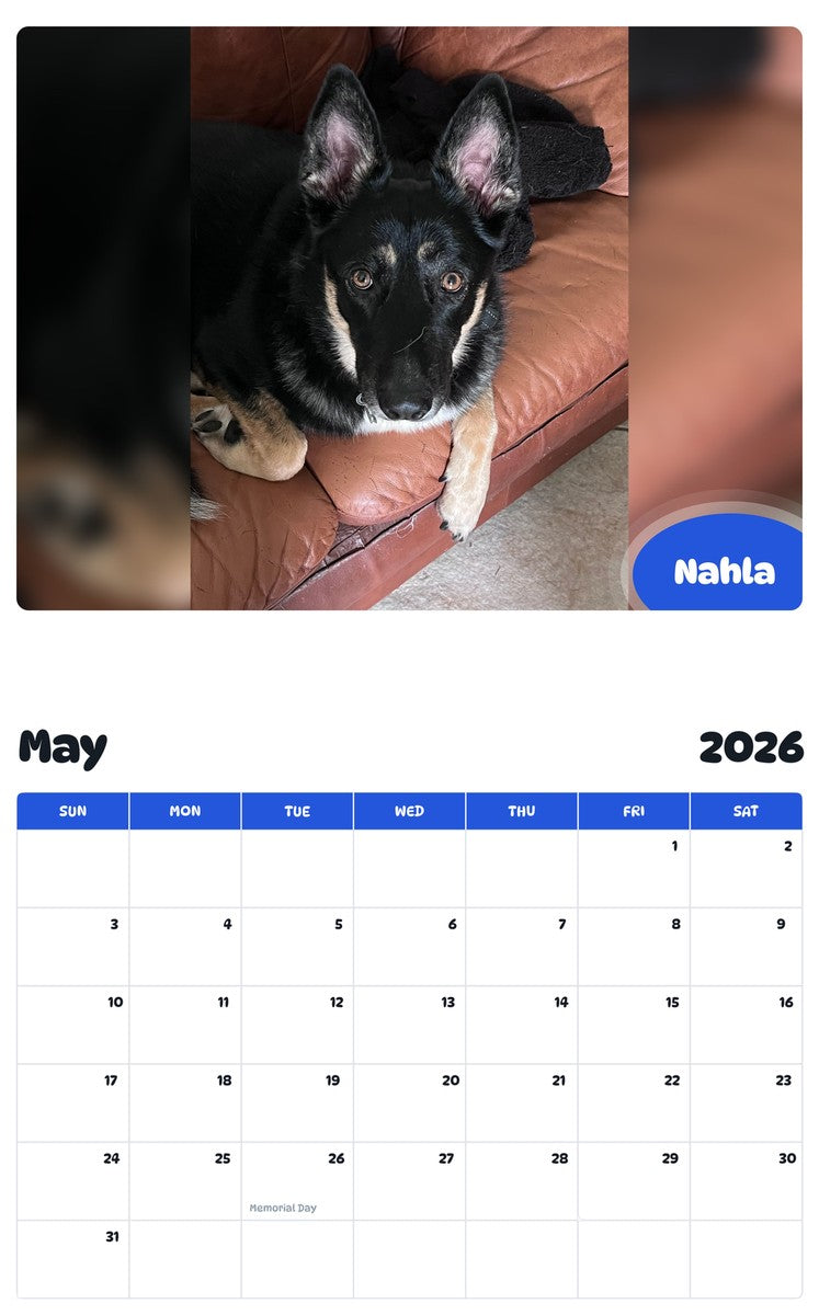 2026 - 2027 Nahla - Pawidols Pet Calendar