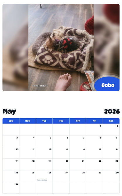 2026 - 2027 Bobo - Pawidols Pet Calendar
