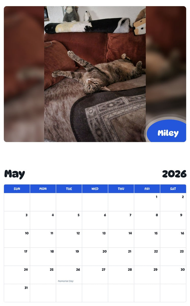 2026 - 2027 Miley - Pawidols Pet Calendar