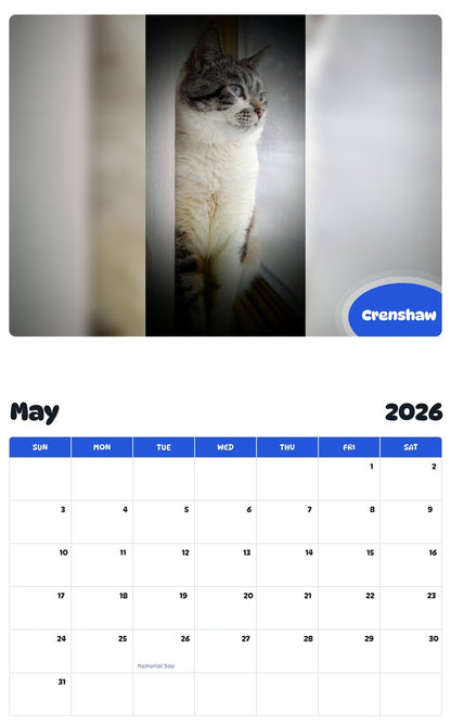 2026 - 2027 Crenshaw - Pawidols Pet Calendar