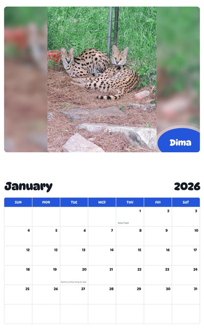 October 2025 - September 2026 Dima - Pawidols Pet Calendar