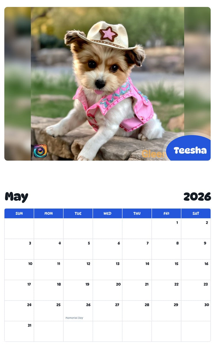 2026 - 2027 Teesha - Pawidols Pet Calendar