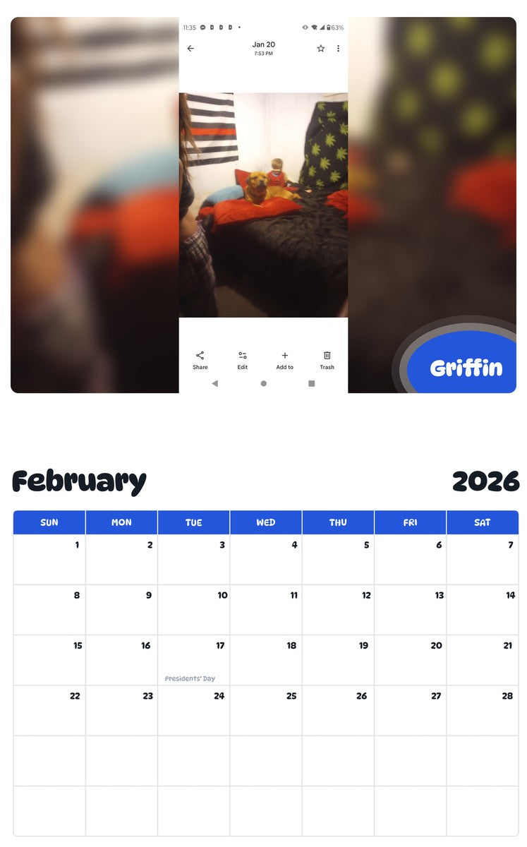 October 2025 - September 2026 Griffin - Pawidols Pet Calendar
