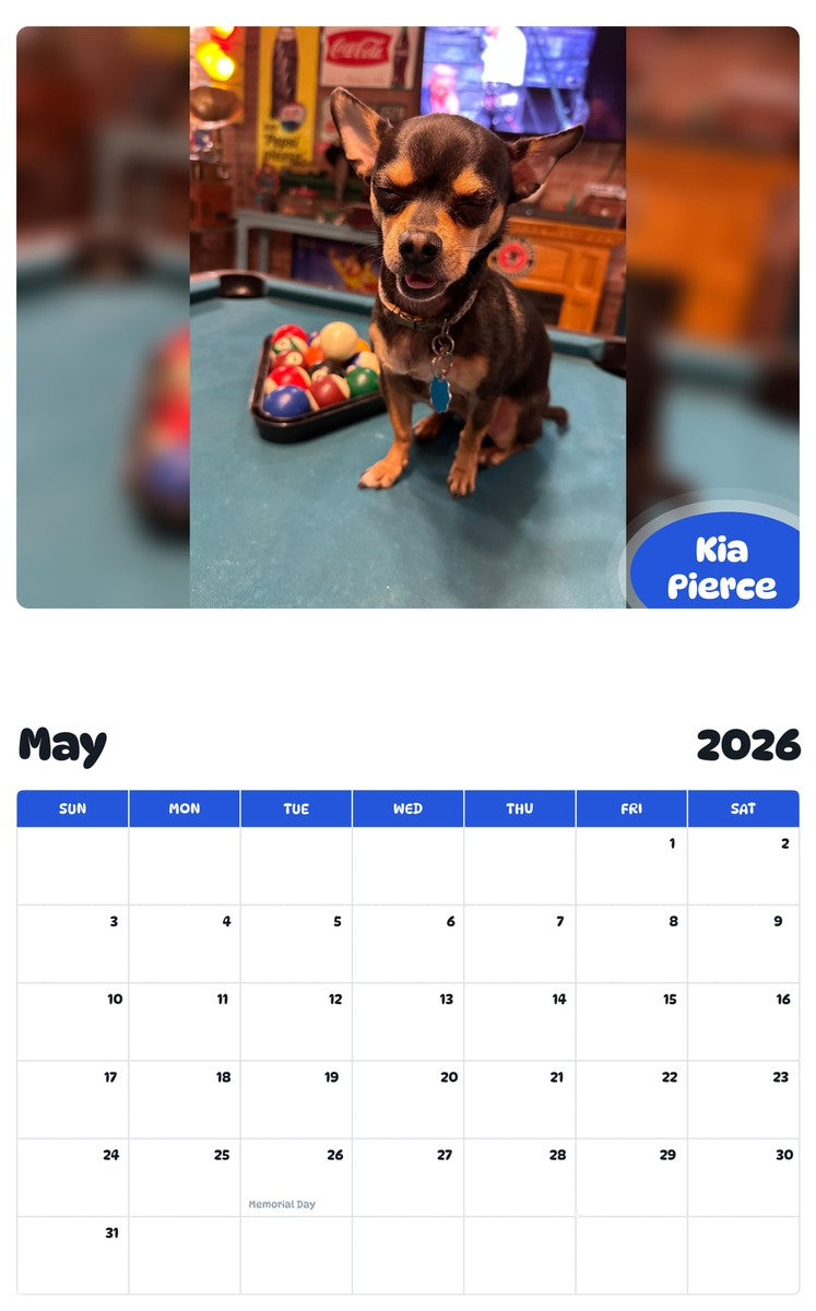 2026 - 2027 Kia Pierce - Pawidols Pet Calendar