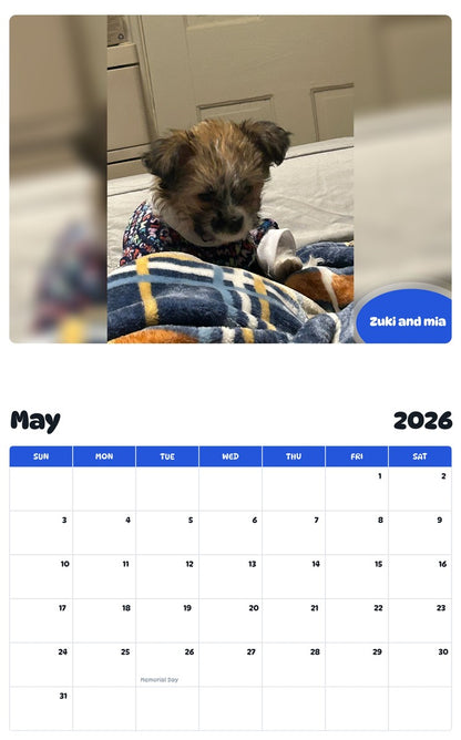 2026 - 2027 Zuki and mia - Pawidols Pet Calendar