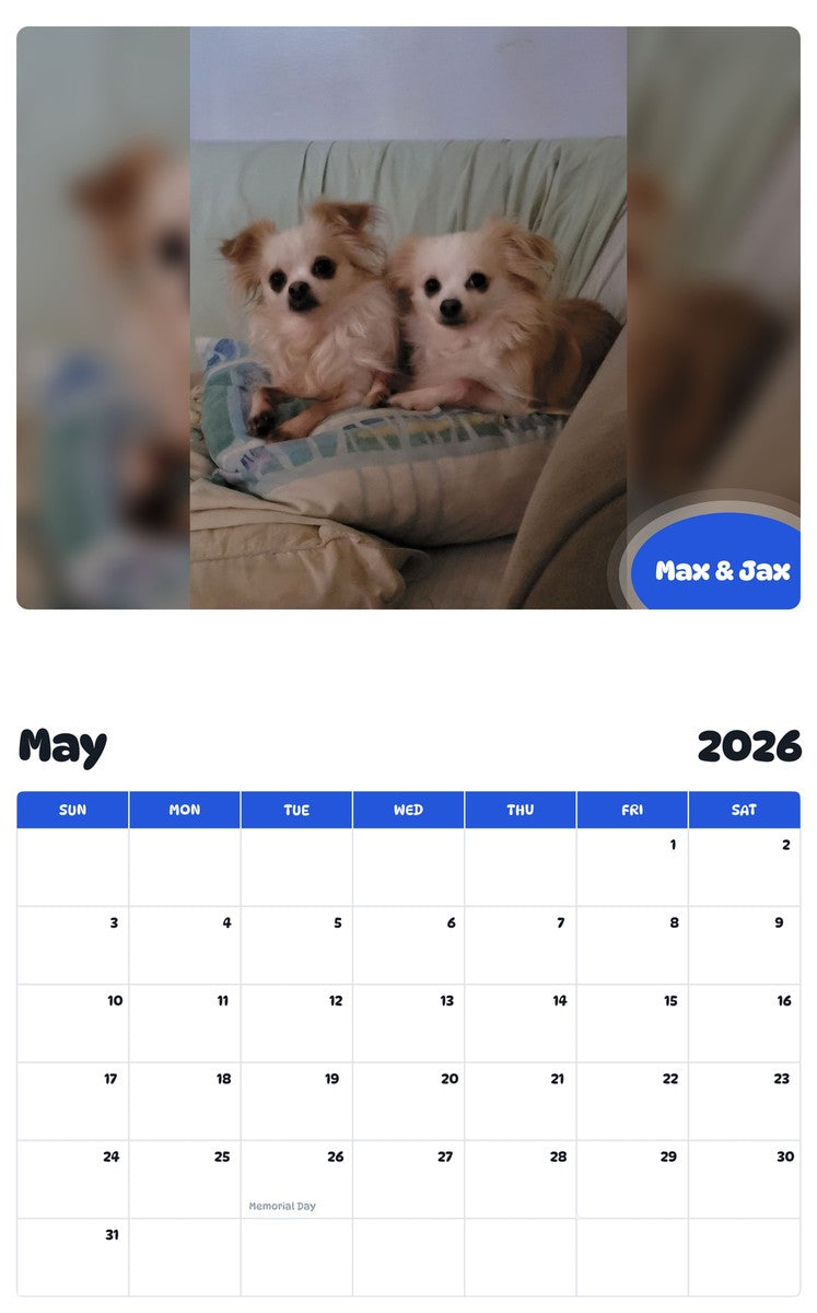 2026 - 2027 Max & Jax - Pawidols Pet Calendar