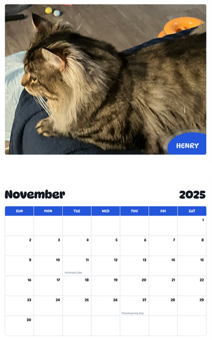 July 2025 - June 2026 Henry - Pawidols Pet Calendar