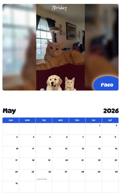 2026 - 2027 Paco - Pawidols Pet Calendar