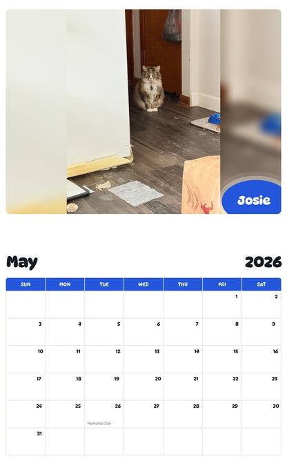 2026 - 2027 Josie - Pawidols Pet Calendar