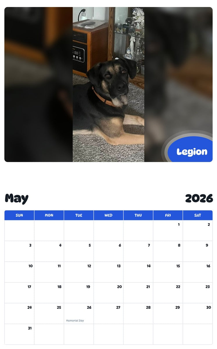 2026 - 2027 Legion - Pawidols Pet Calendar