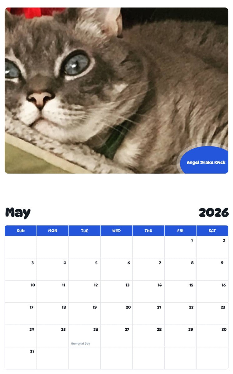 2026 - 2027 Angel Drake Krick - Pawidols Pet Calendar