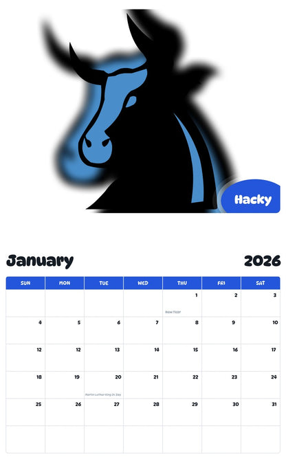 October 2025 - September 2026 Hacky - Pawidols Pet Calendar