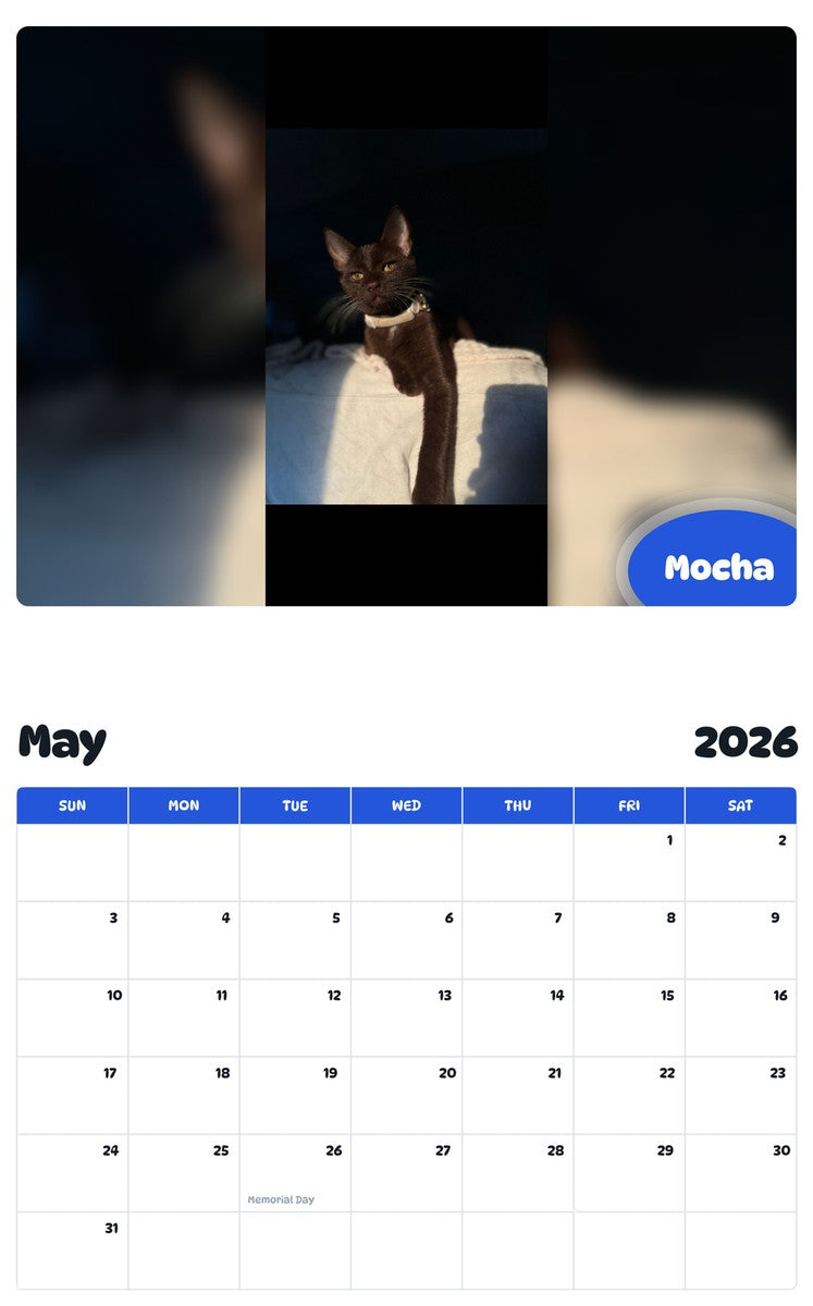 2026 - 2027 Mocha - Pawidols Pet Calendar