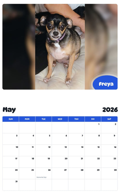 2026 - 2027 Freya - Pawidols Pet Calendar