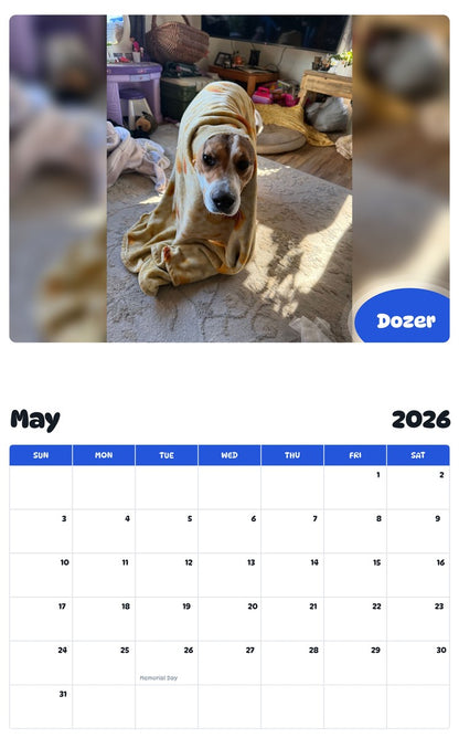 2026 - 2027 Dozer - Pawidols Pet Calendar