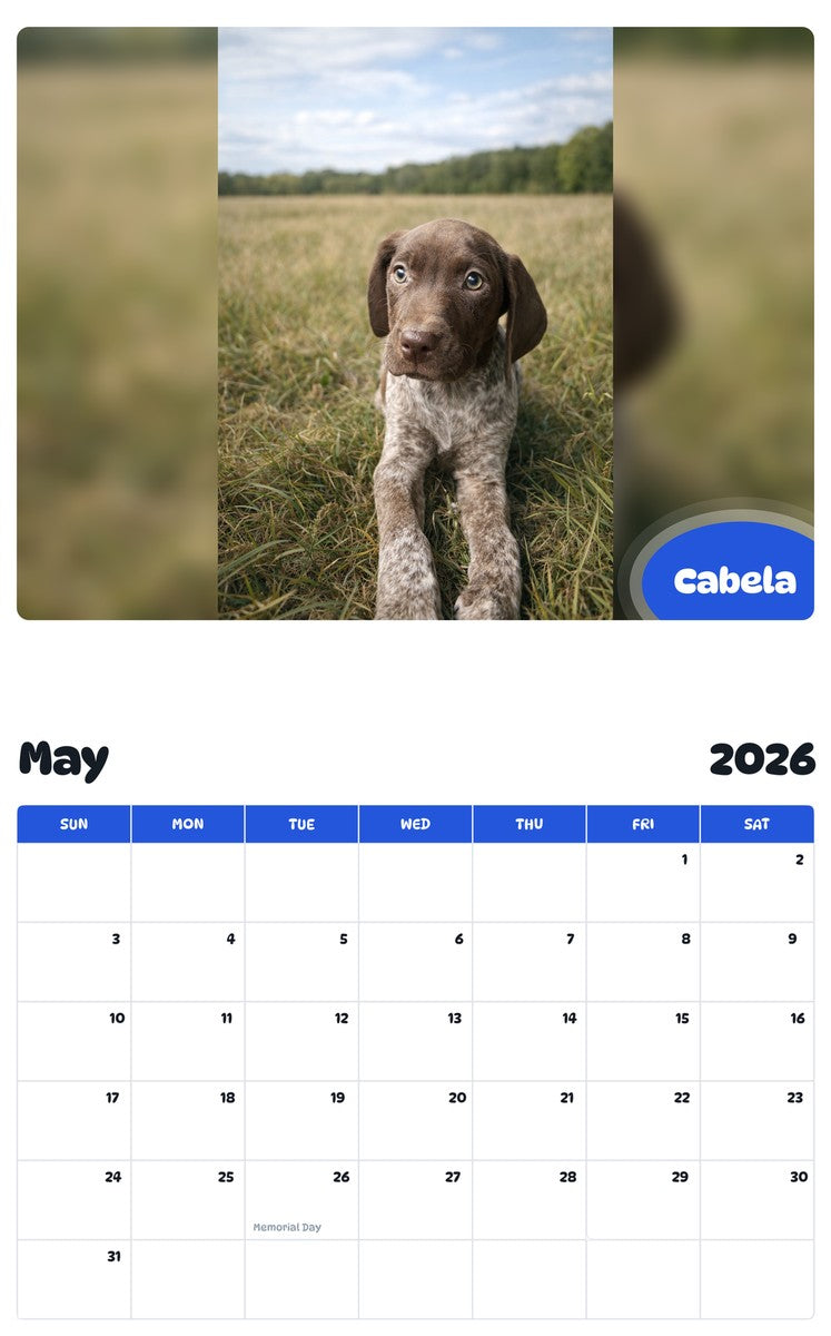 2026 - 2027 Cabela - Pawidols Pet Calendar