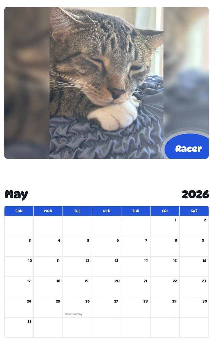 2026 - 2027 Racer - Pawidols Pet Calendar