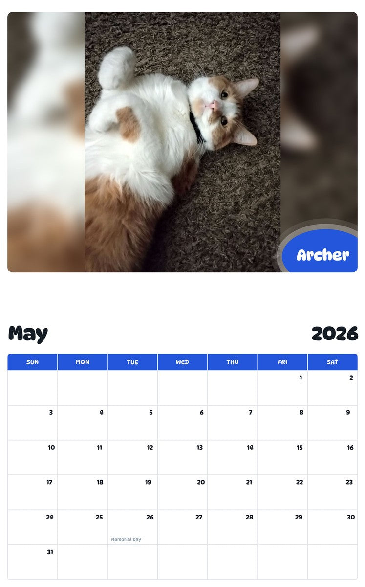2026 - 2027 Archer - Pawidols Pet Calendar