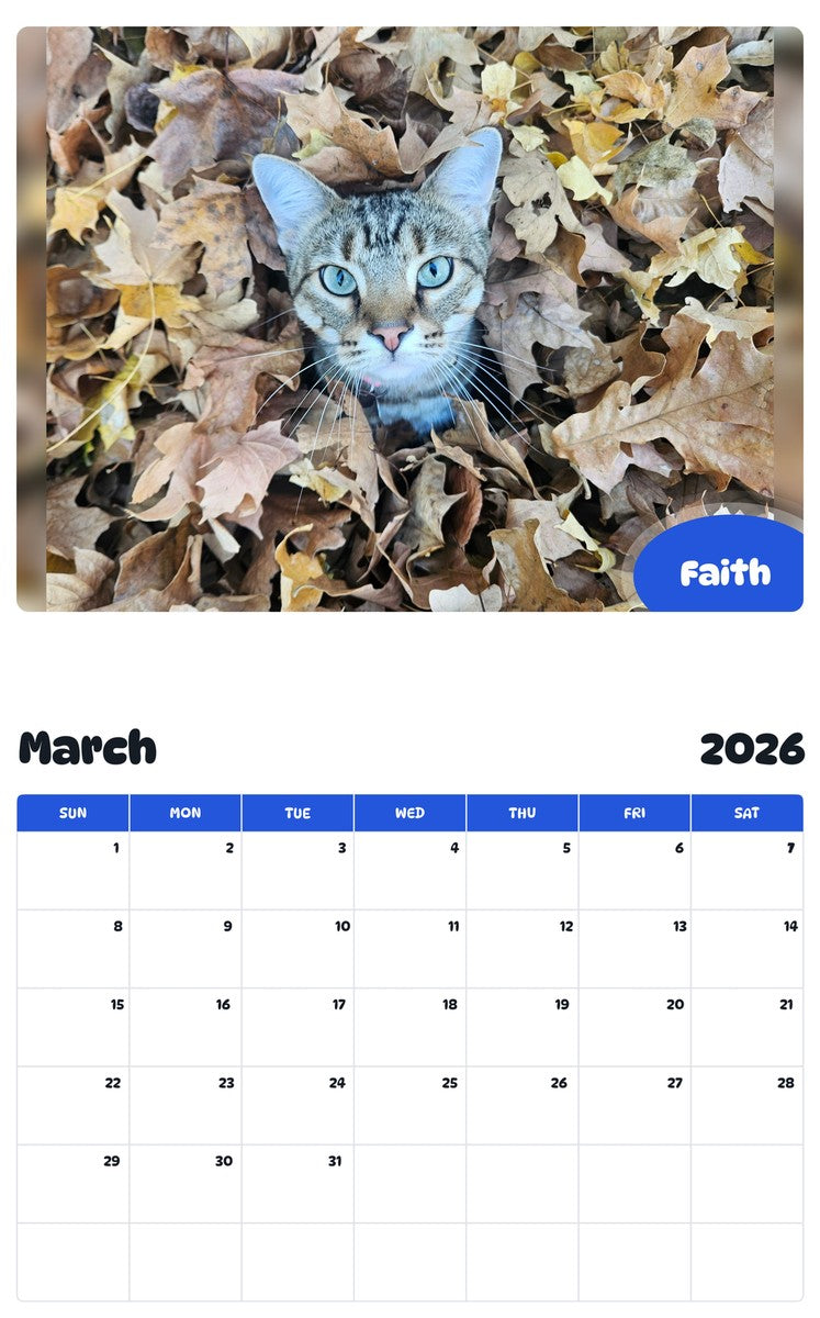 November 2025 - October 2026 Faith - Pawidols Pet Calendar