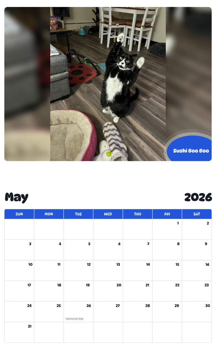 2026 - 2027 Sushi Boo Boo - Pawidols Pet Calendar