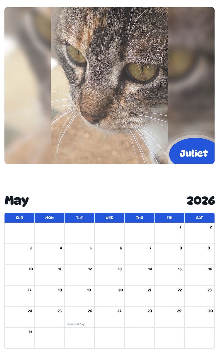 2026 - 2027 Juliet - Pawidols Pet Calendar