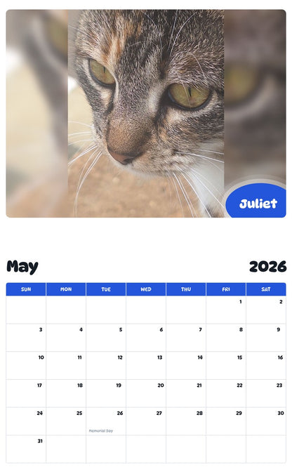 2026 - 2027 Juliet - Pawidols Pet Calendar