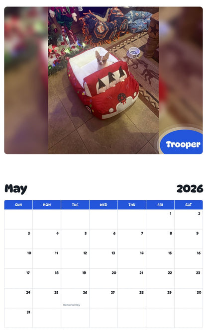2026 - 2027 Trooper - Pawidols Pet Calendar
