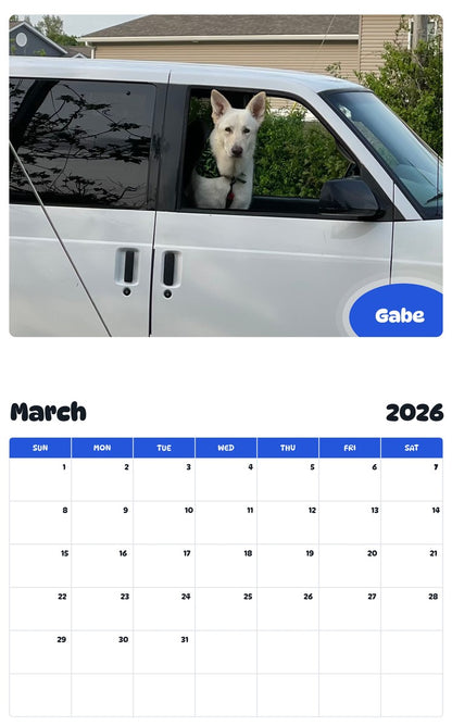 November 2025 - October 2026 Gabe - Pawidols Pet Calendar