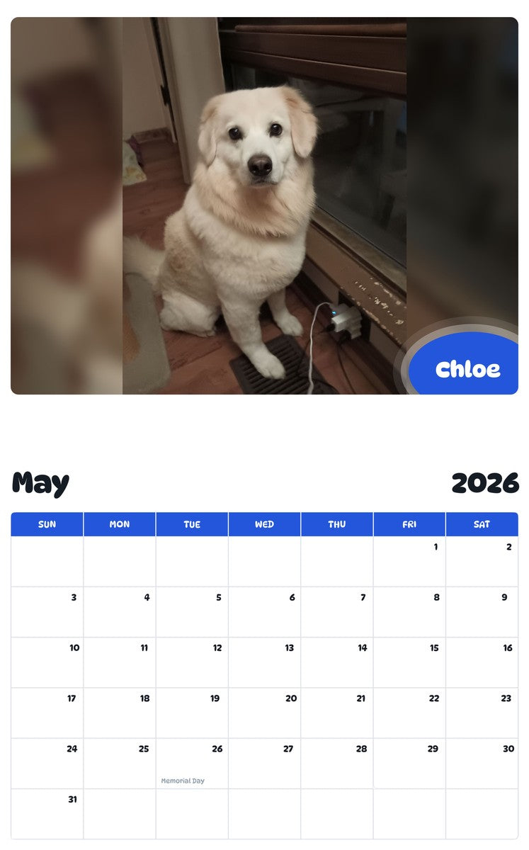 2026 - 2027 Chloe - Pawidols Pet Calendar
