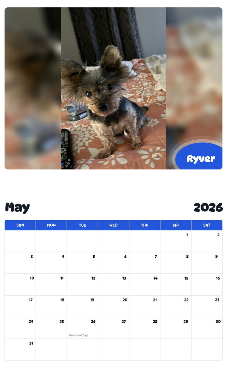 2026 - 2027 Ryver - Pawidols Pet Calendar