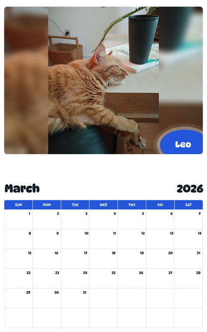 November 2025 - October 2026 Leo - Pawidols Pet Calendar
