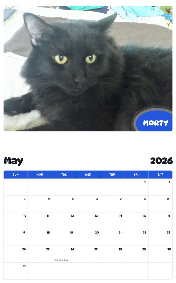2026 - 2027 MORTY - Pawidols Pet Calendar
