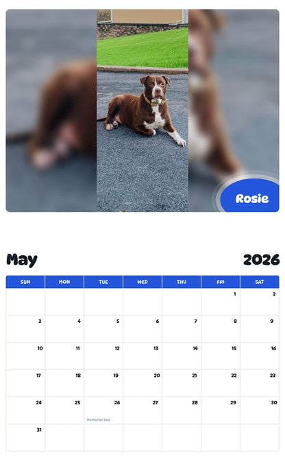 2026 - 2027 Rosie - Pawidols Pet Calendar