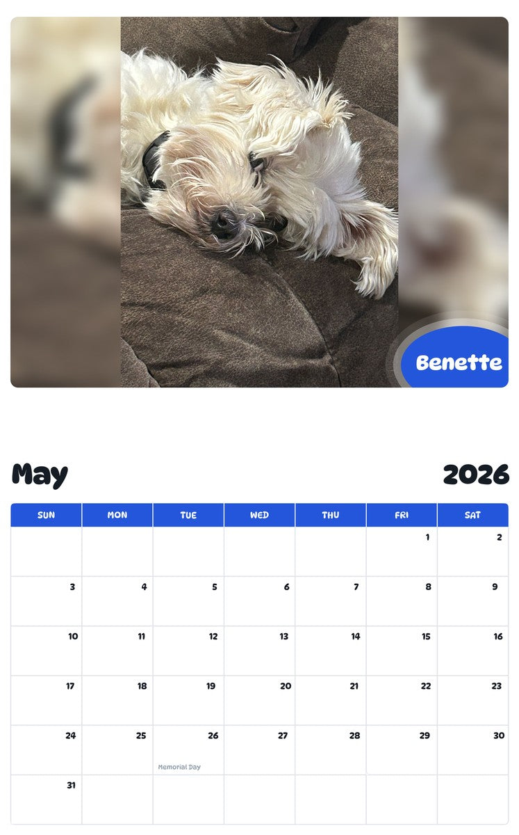 2026 - 2027 Benette - Pawidols Pet Calendar