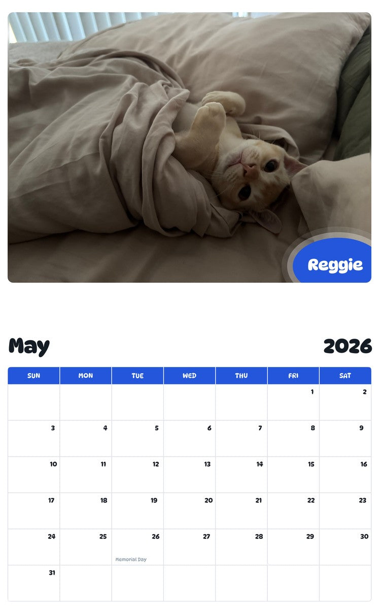 2026 - 2027 Reggie - Pawidols Pet Calendar