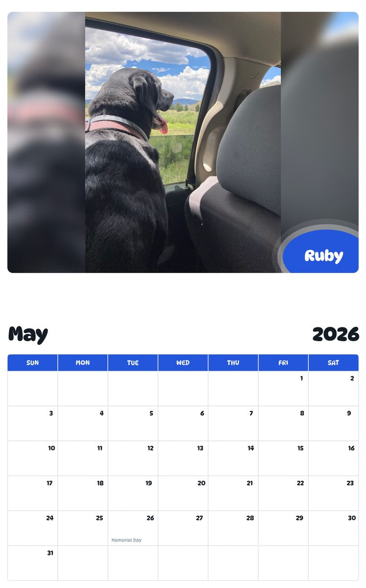 2026 - 2027 Ruby - Pawidols Pet Calendar