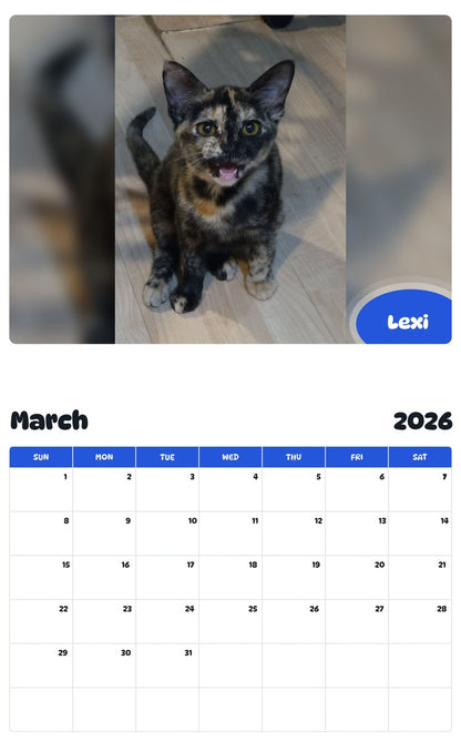 November 2025 - October 2026 Lexi - Pawidols Pet Calendar