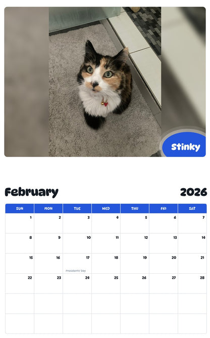 November 2025 - October 2026 Stinky - Pawidols Pet Calendar