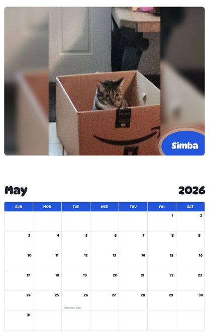 2026 - 2027 Simba - Pawidols Pet Calendar
