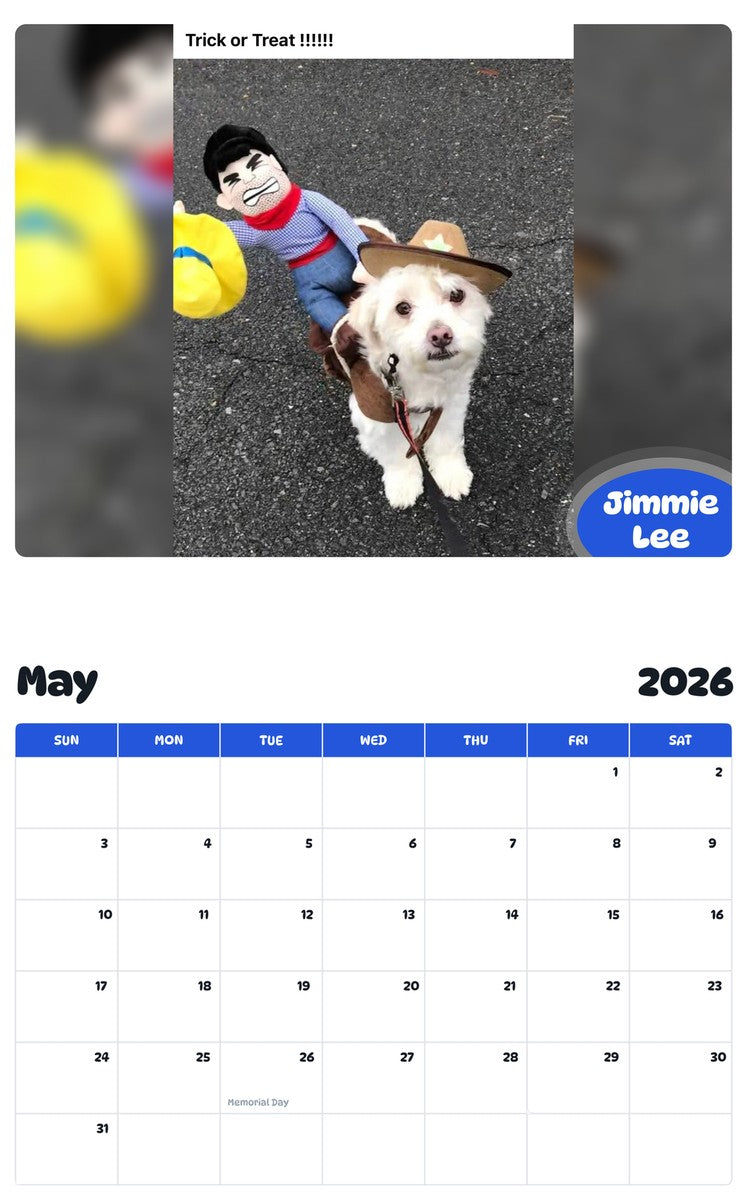 2026 - 2027 Jimmie Lee - Pawidols Pet Calendar