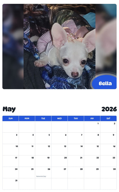 2026 - 2027 Bella - Pawidols Pet Calendar