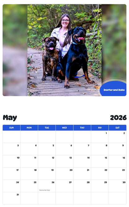 2026 - 2027 Dexter and Duke - Pawidols Pet Calendar